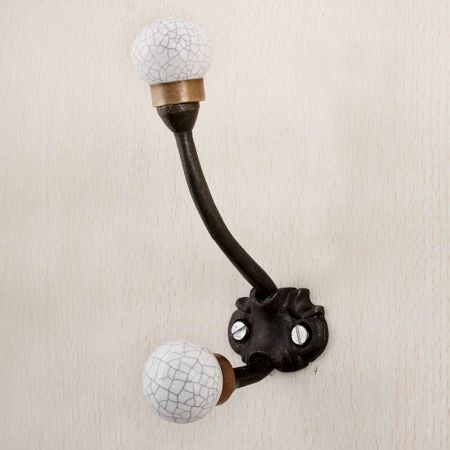 White Crackle Iron Hooks-EHG-81